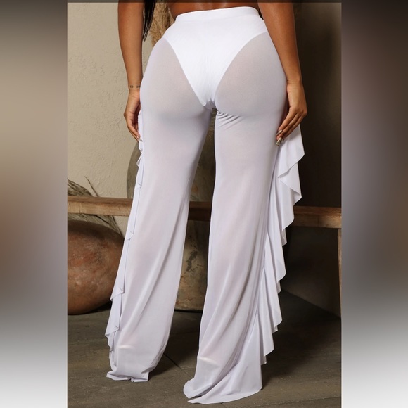 White Mesh Sunshine See Through Cover Up Pant - Picture 2 of 2